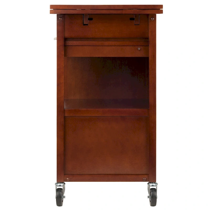 Extendable Kitchen Cart with Storage, Walnut