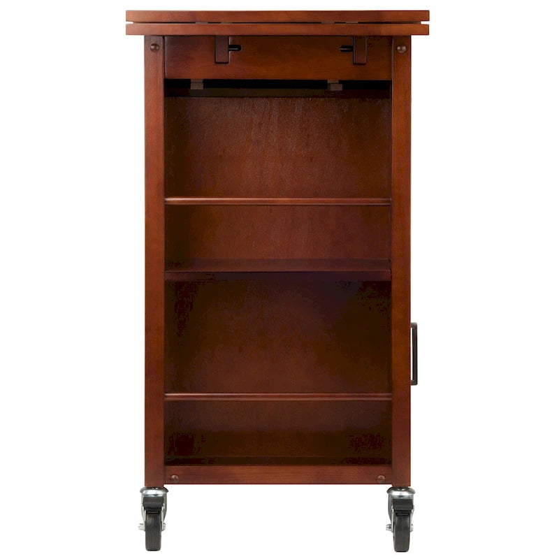 Extendable Kitchen Cart with Storage, Walnut