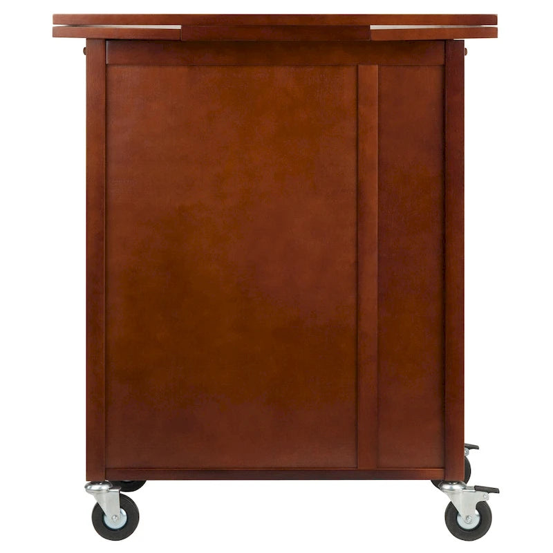 Extendable Kitchen Cart with Storage, Walnut