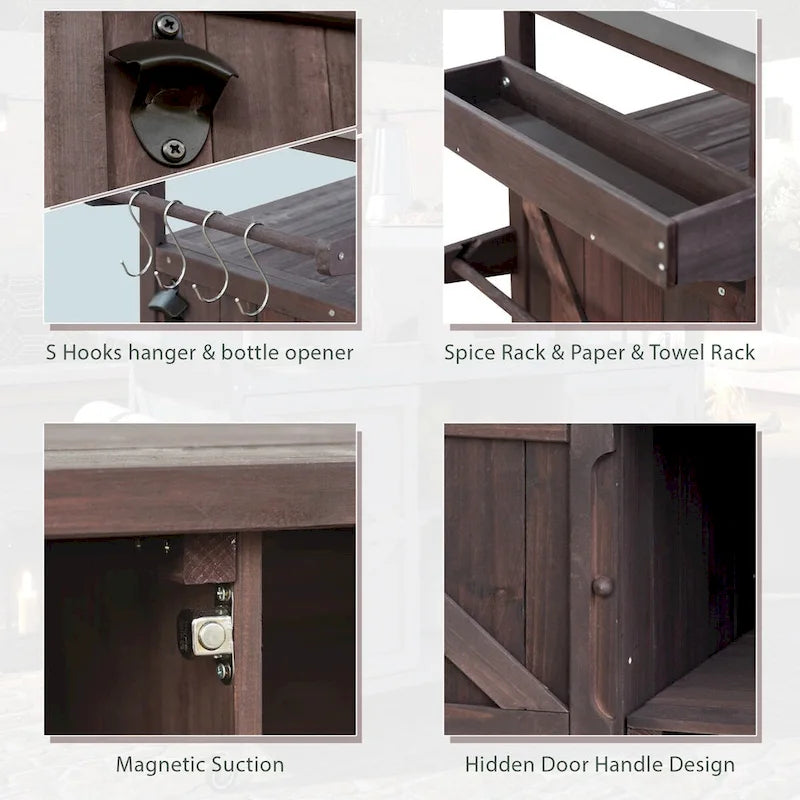 Outdoor Kitchen Cart with Stainless Steel Top and Storage Cabinet