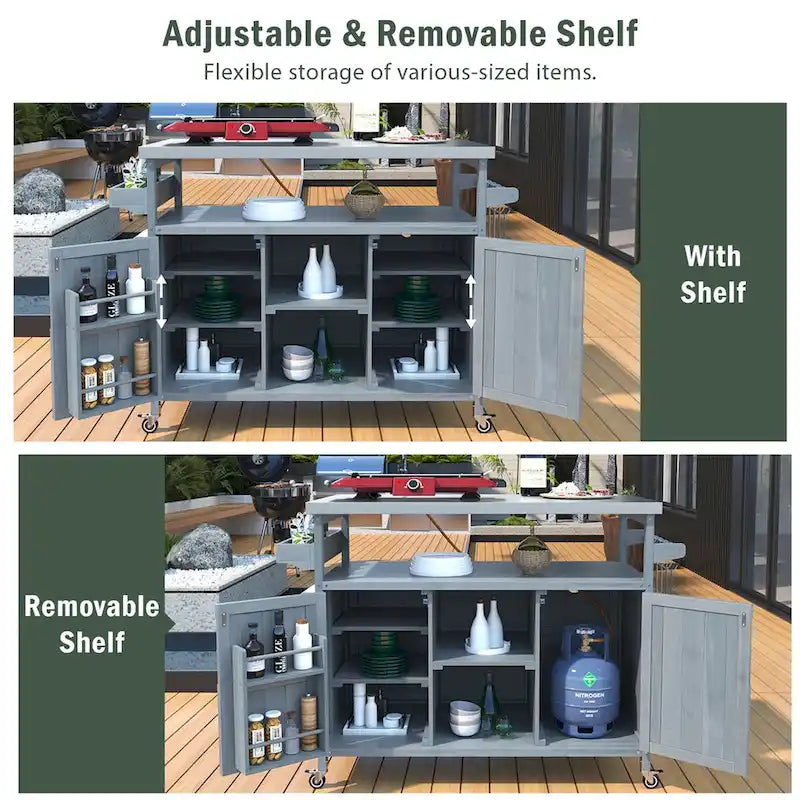 Outdoor Kitchen Cart with Stainless Steel Top and Storage Cabinet
