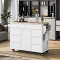 Rolling Kitchen Island with 8 Drawers and Rubber Wood Top