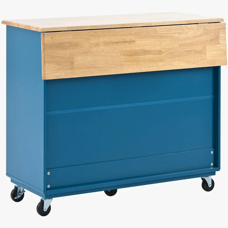 Rolling Kitchen Island with LED Lighting, Drop Leaf and Power Outlets