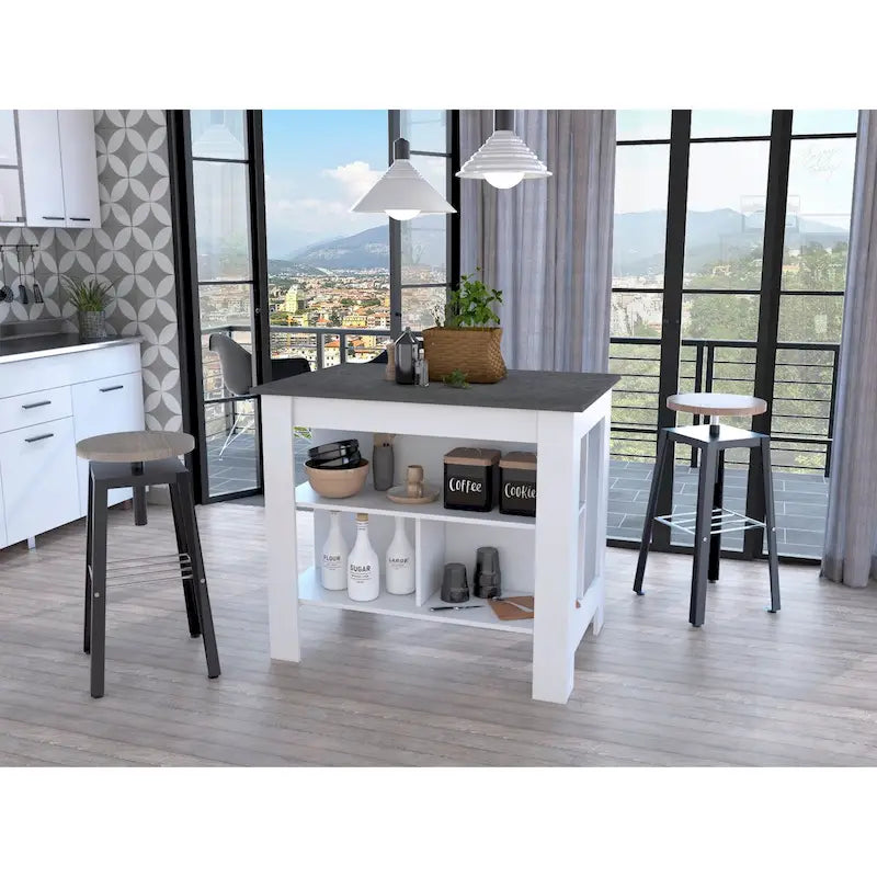 3-Shelf Transitional Kitchen Island