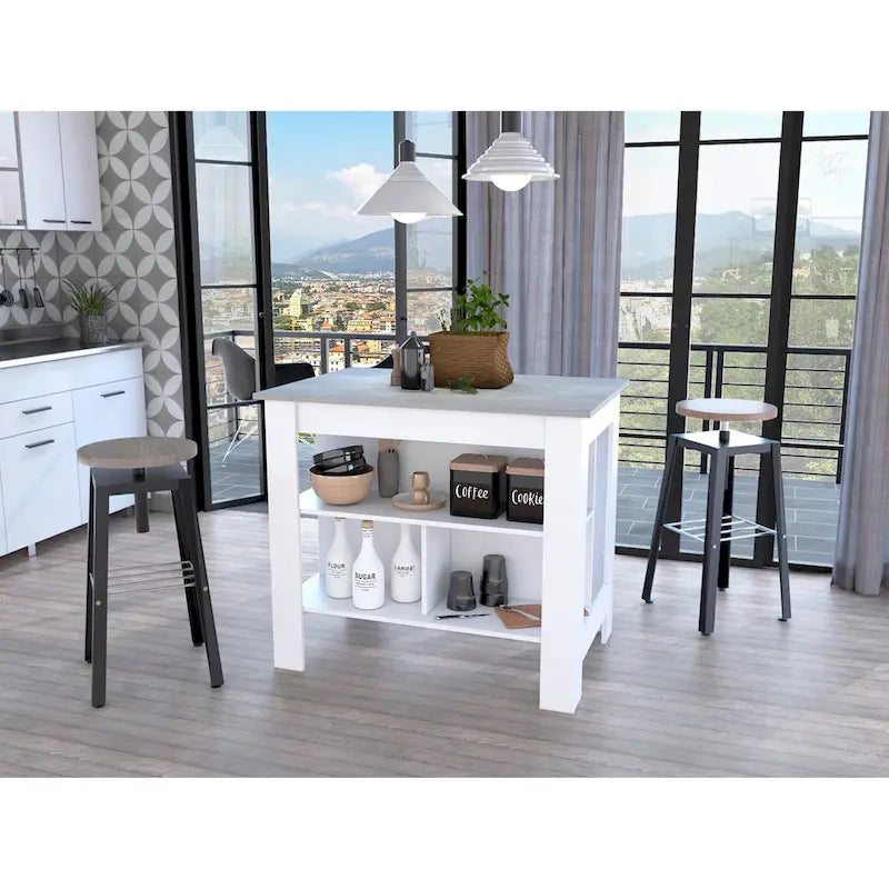 3-Shelf Transitional Kitchen Island
