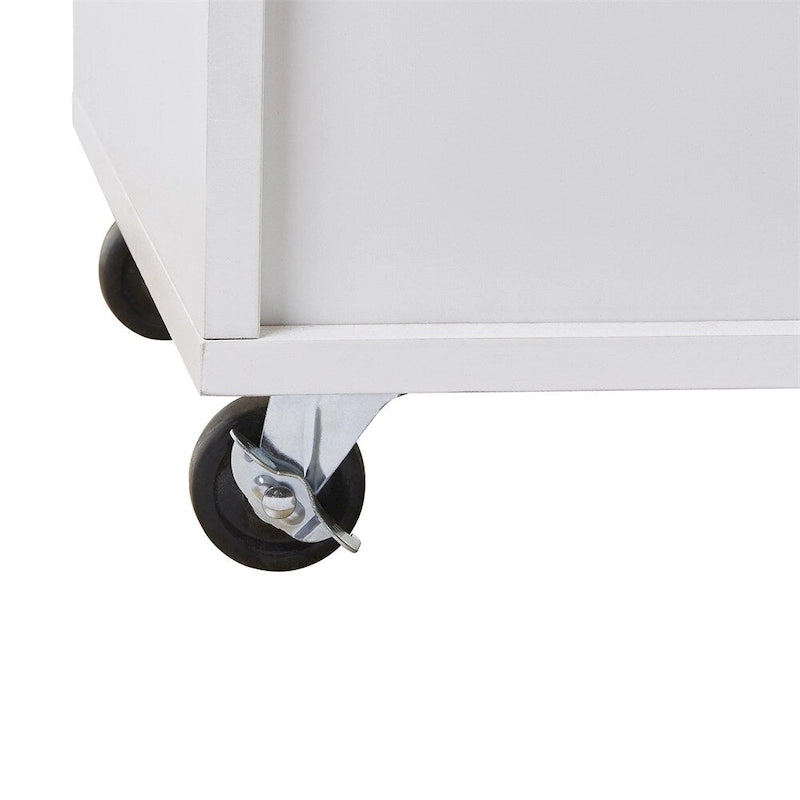 Rolling Kitchen Cart with Drop-Leaf Rubberwood Top and Storage