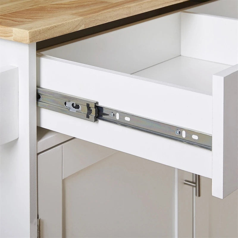 Rolling Kitchen Cart with Drop-Leaf Rubberwood Top and Storage
