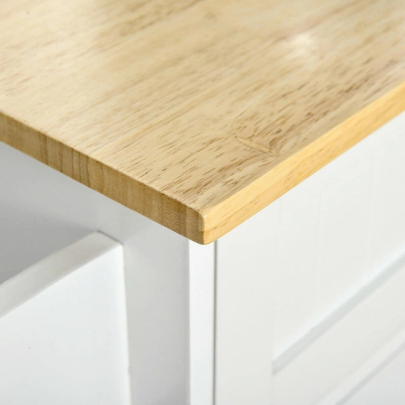 Rolling Kitchen Island with Wood Top, Drawers and Cabinets