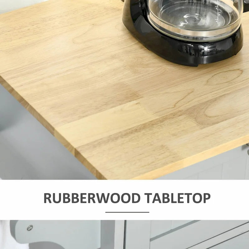 Rolling Kitchen Island with Wood Top, Drawers and Cabinets