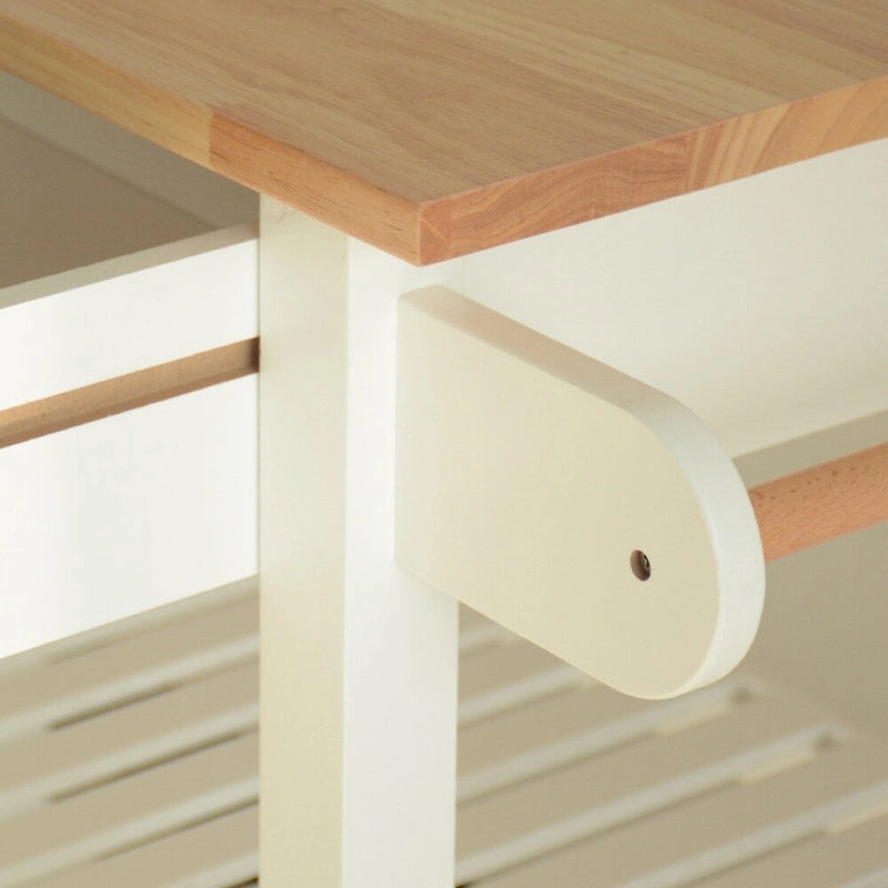 MDF Kitchen Island Cart with Storage and Lockable Wheels