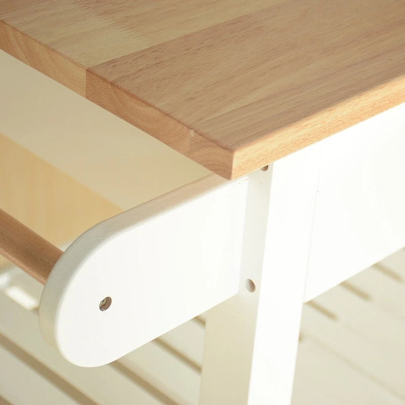 MDF Kitchen Island Cart with Storage and Lockable Wheels