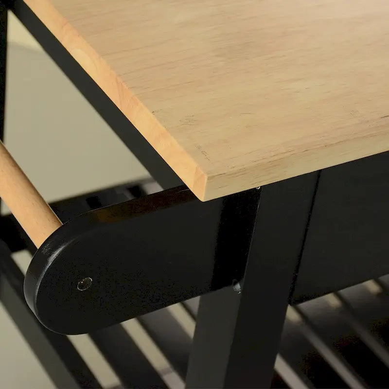 MDF Kitchen Island Cart with Storage and Lockable Wheels