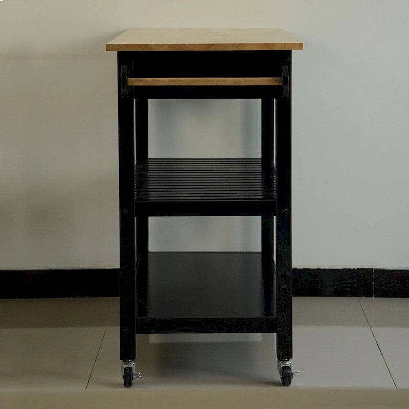 MDF Kitchen Island Cart with Storage and Lockable Wheels