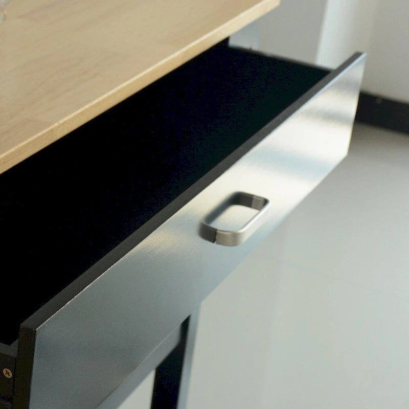 MDF Kitchen Island Cart with Storage and Lockable Wheels
