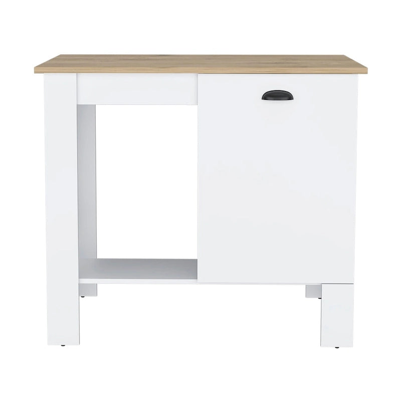 Wooden Kitchen Island with Cabinet and Open Shelf