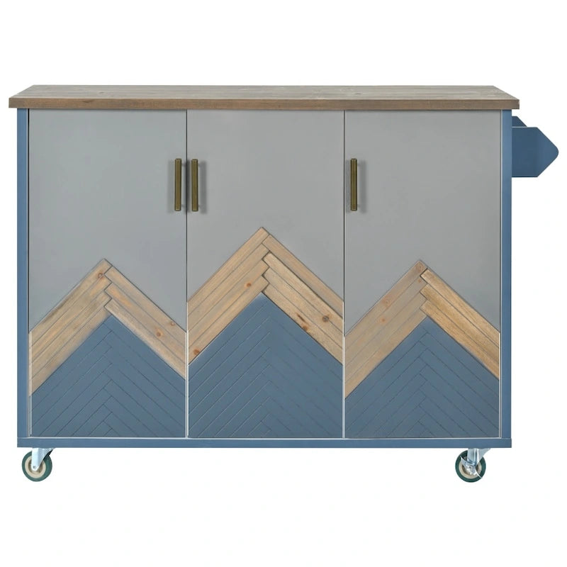 51-Inch Farmhouse Kitchen Island with Drop Leaf and Storage