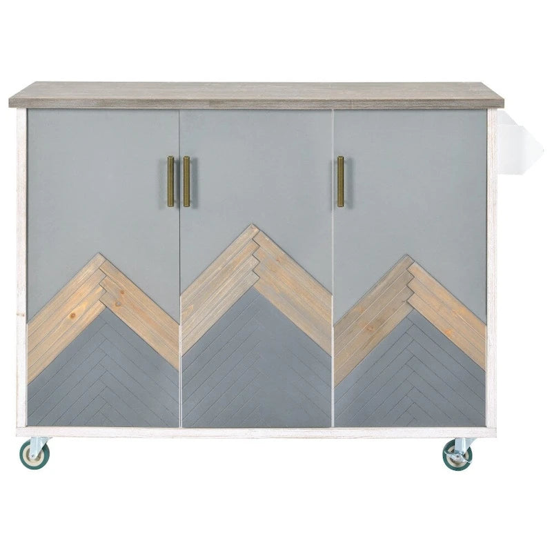 51-Inch Farmhouse Kitchen Island with Drop Leaf and Storage