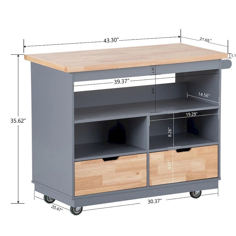 Two-Sided Rolling Kitchen Island with Storage