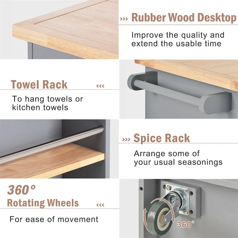 Two-Sided Rolling Kitchen Island with Storage