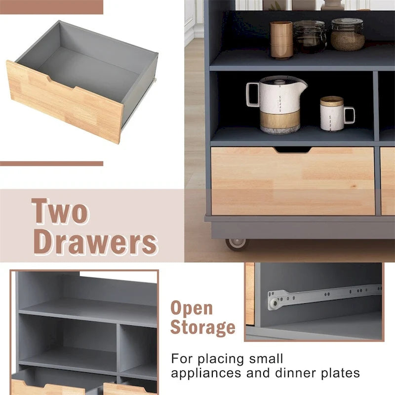 Two-Sided Rolling Kitchen Island with Storage
