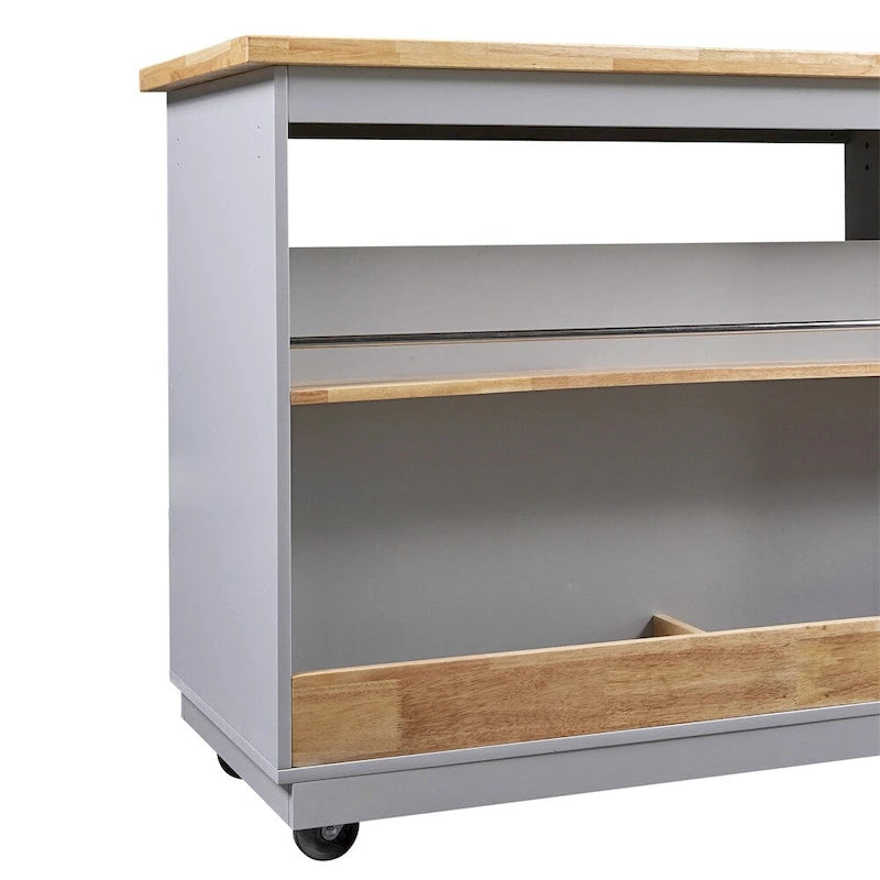 Two-Sided Rolling Kitchen Island with Storage