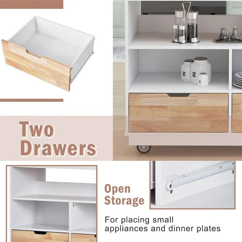 Two-Sided Rolling Kitchen Island with Storage