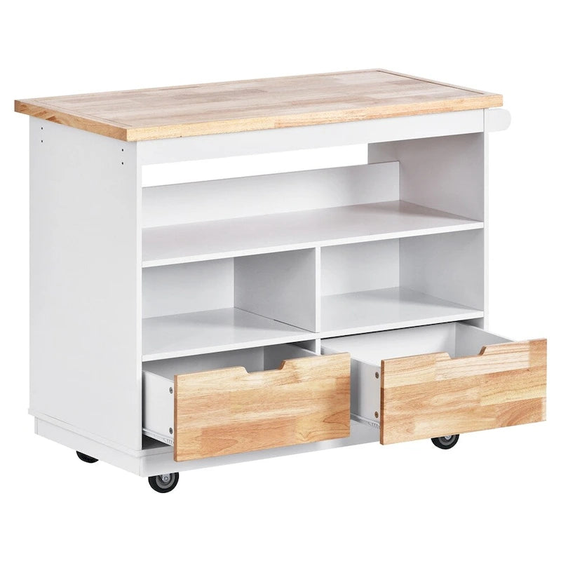 Two-Sided Rolling Kitchen Island with Storage