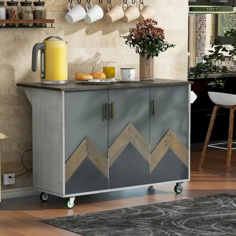 Rustic Kitchen Island with Drop Leaf and Internal Storage