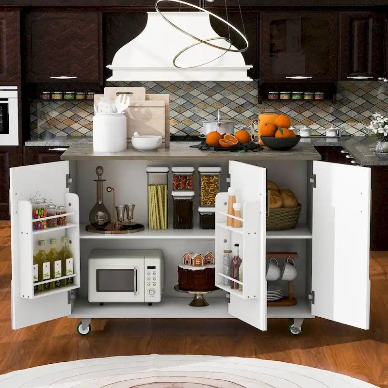 Rustic Kitchen Island with Drop Leaf and Internal Storage