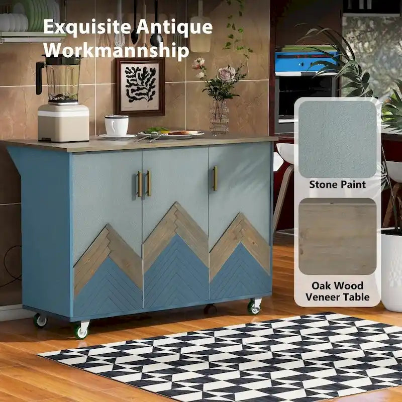 Rustic Kitchen Island with Drop Leaf and Internal Storage