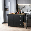 Rolling Kitchen Island with Drop-Leaf Top and Storage