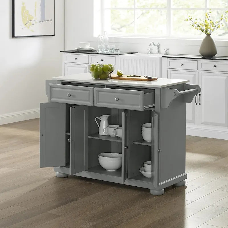 Granite Top Kitchen Island - 18" D x 51.5" W x 36" H
