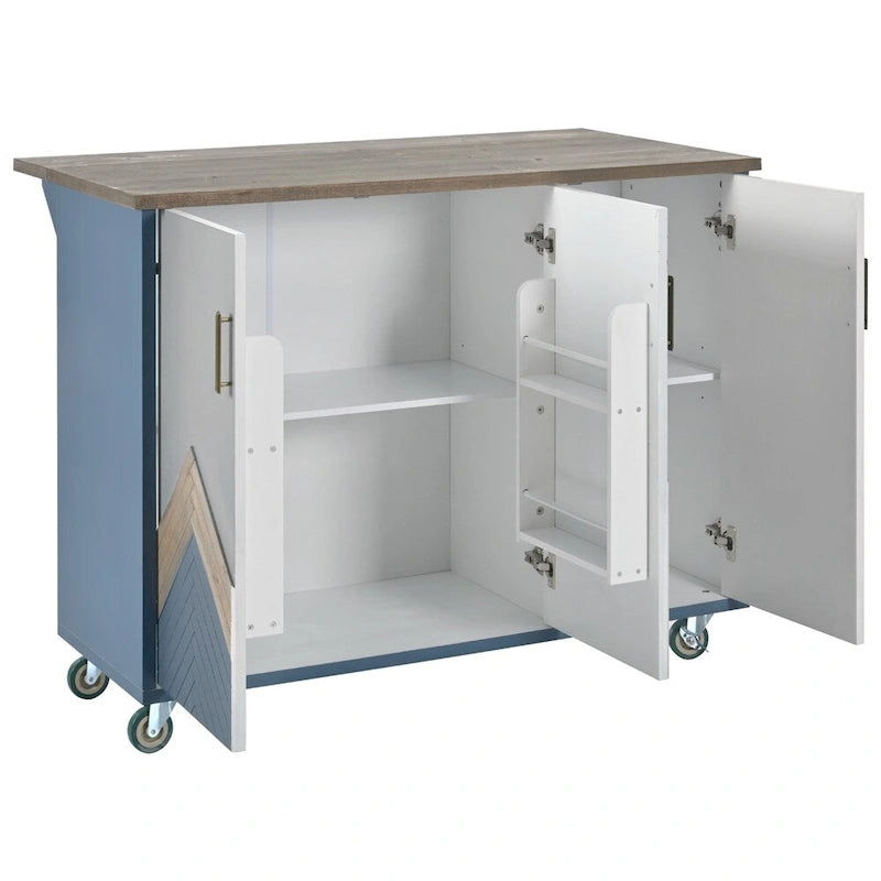 Rustic Kitchen Island with Drop Leaf and Storage Racks