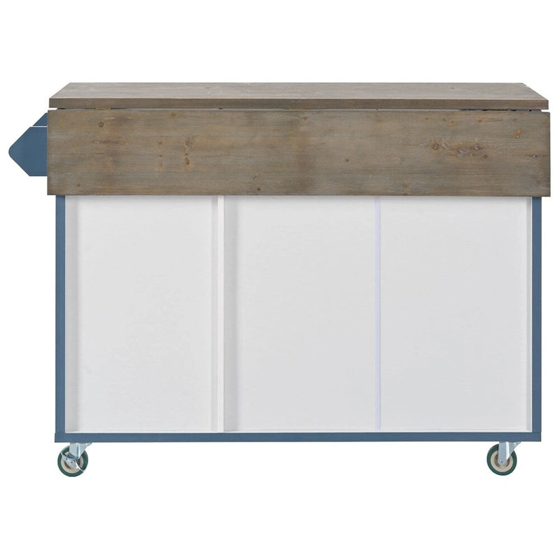 Rustic Kitchen Island with Drop Leaf and Storage Racks