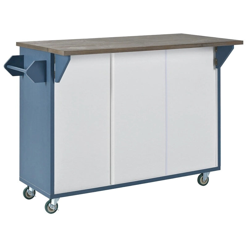 Rustic Kitchen Island with Drop Leaf and Storage Racks