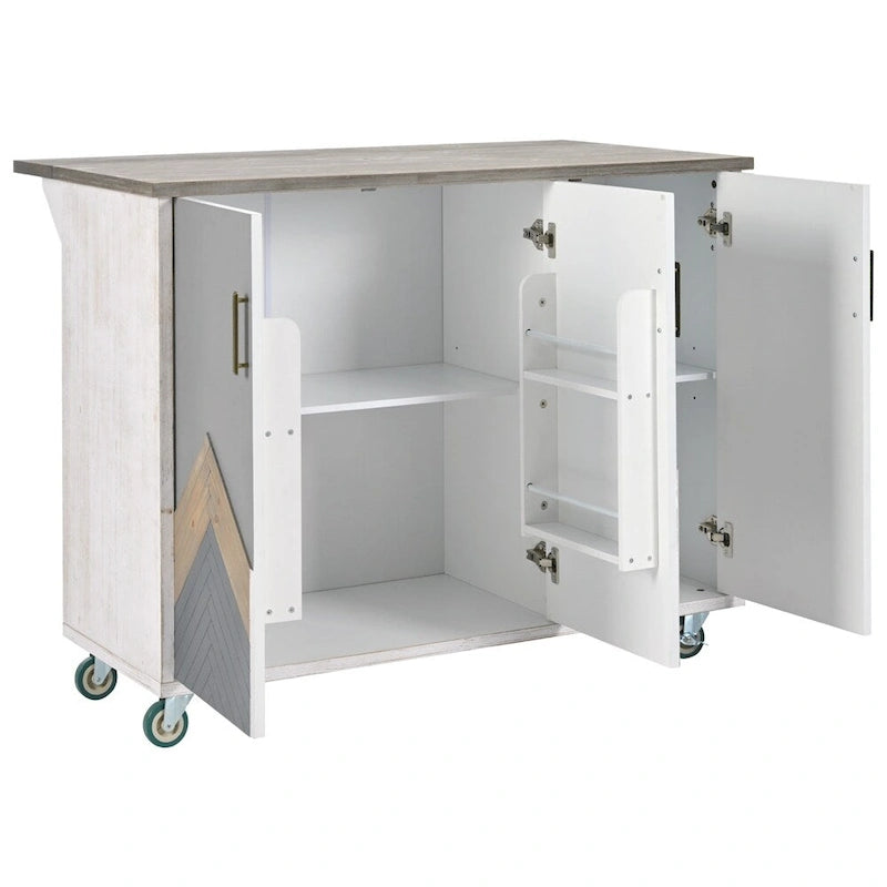 Rustic Kitchen Island with Drop Leaf and Storage Racks