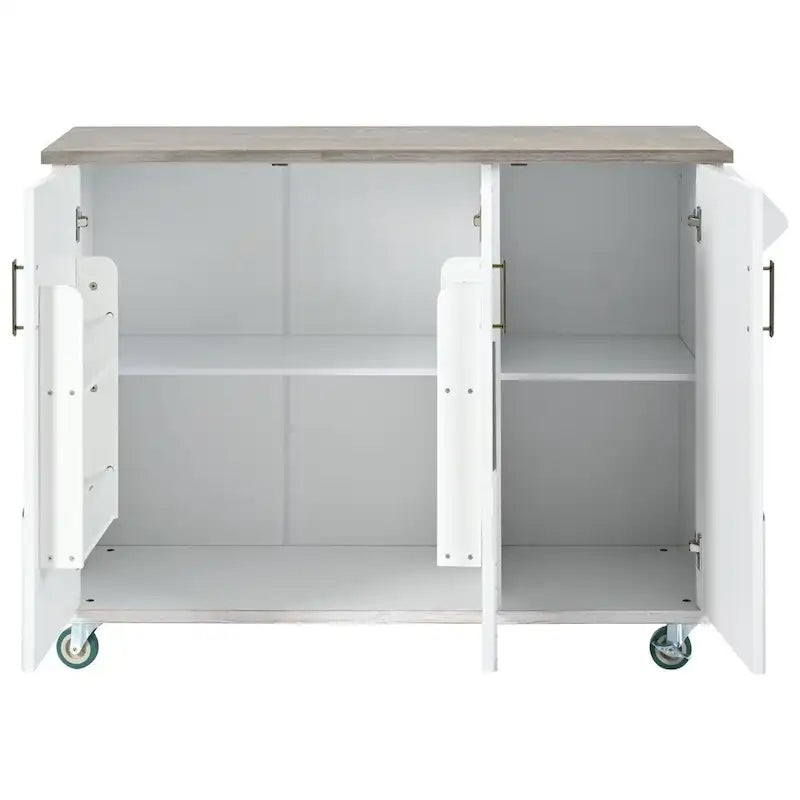 Rustic Kitchen Island with Drop Leaf and Storage Racks