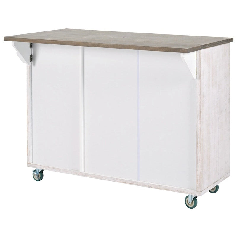 Rustic Kitchen Island with Drop Leaf and Storage Racks