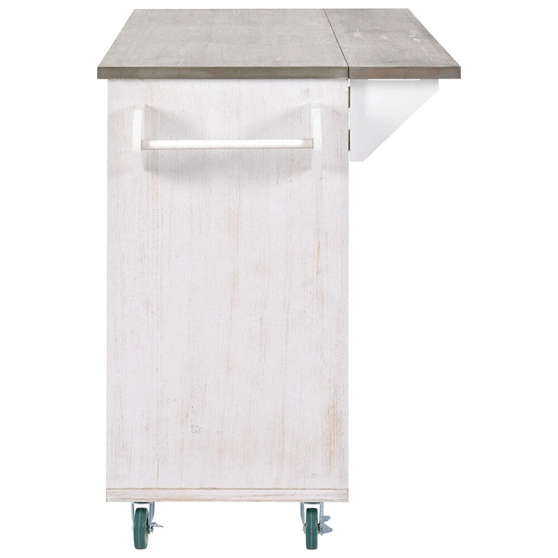 Rustic Kitchen Island with Drop Leaf and Storage Racks