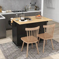 52.76-Inch Rolling Kitchen Island with Solid Wood Top and Drop Leaf