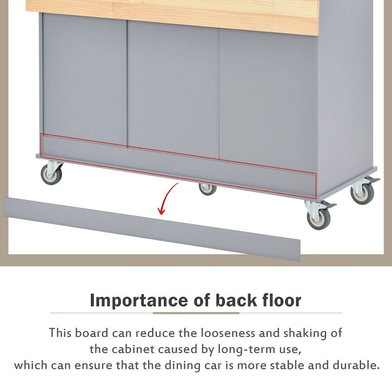52.76-Inch Rolling Kitchen Island with Solid Wood Top and Drop Leaf