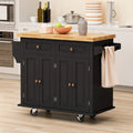 43.31-Inch Rolling Kitchen Island Cart with Storage and Spice Rack