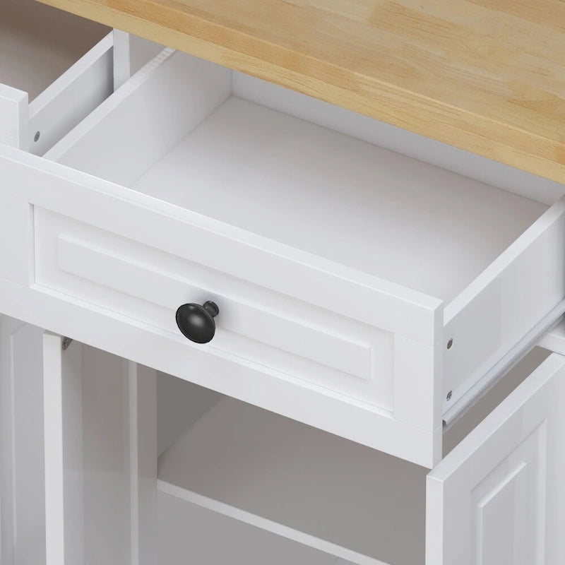 43.31-Inch Rolling Kitchen Island Cart with Storage and Spice Rack