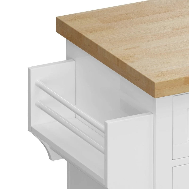 43.31-Inch Rolling Kitchen Island Cart with Storage and Spice Rack