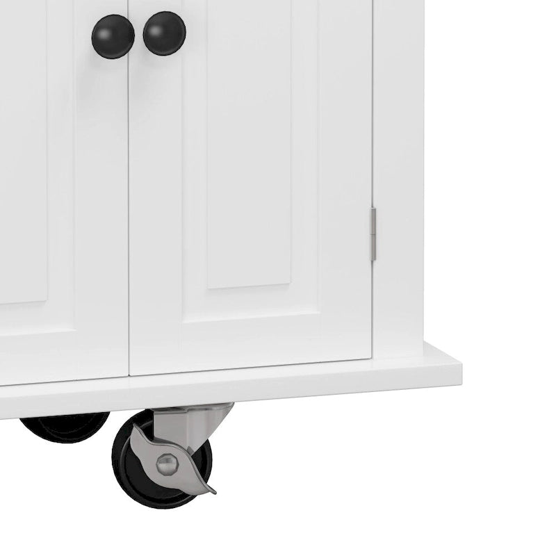 43.31-Inch Rolling Kitchen Island Cart with Storage and Spice Rack