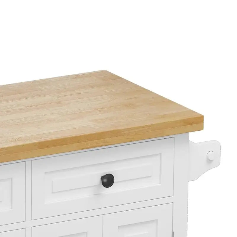 43.31-Inch Rolling Kitchen Island Cart with Storage and Spice Rack