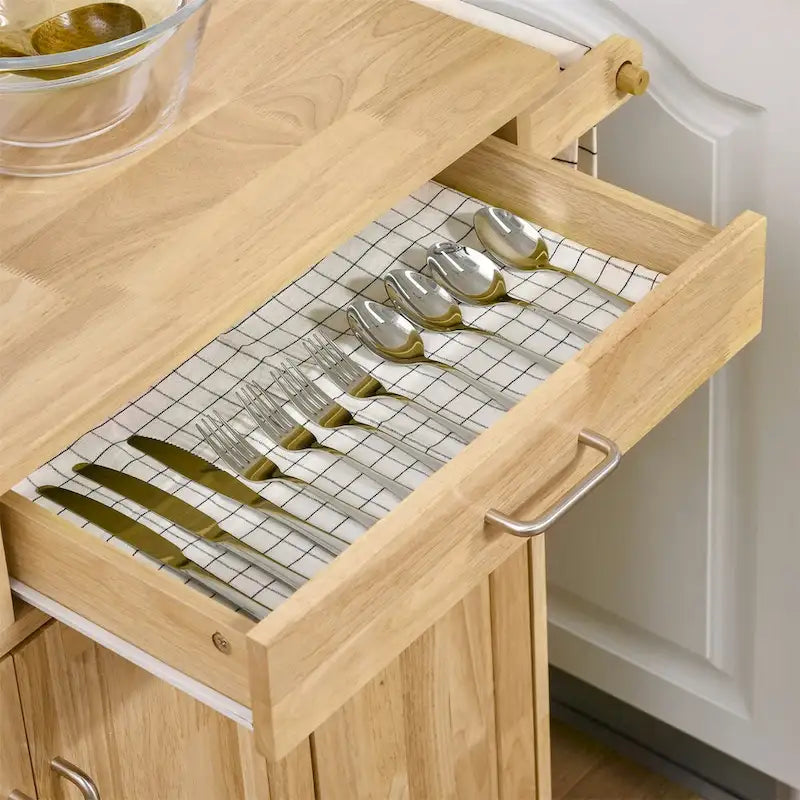 Rolling Kitchen Island with Storage Cabinets and Drawers