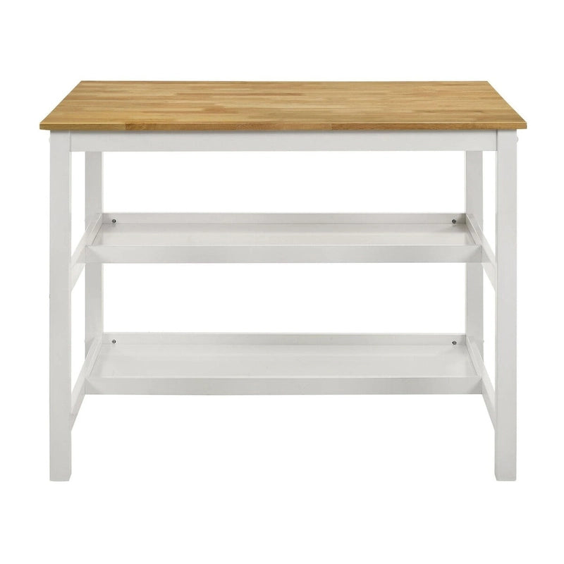 Brown and White Counter-Height Kitchen Island Table