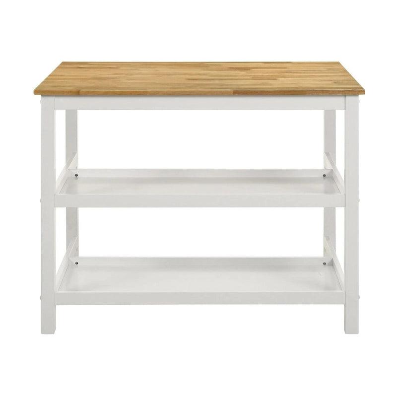 Brown and White Counter-Height Kitchen Island Table