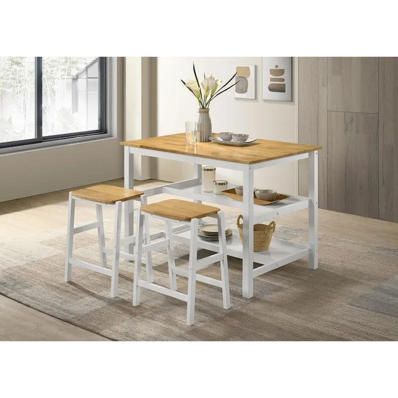 Brown and White Counter-Height Kitchen Island Table
